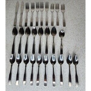 28 Pcs Stanley Roberts Rogers Stainless Steel Flatware Korea Olde Boston